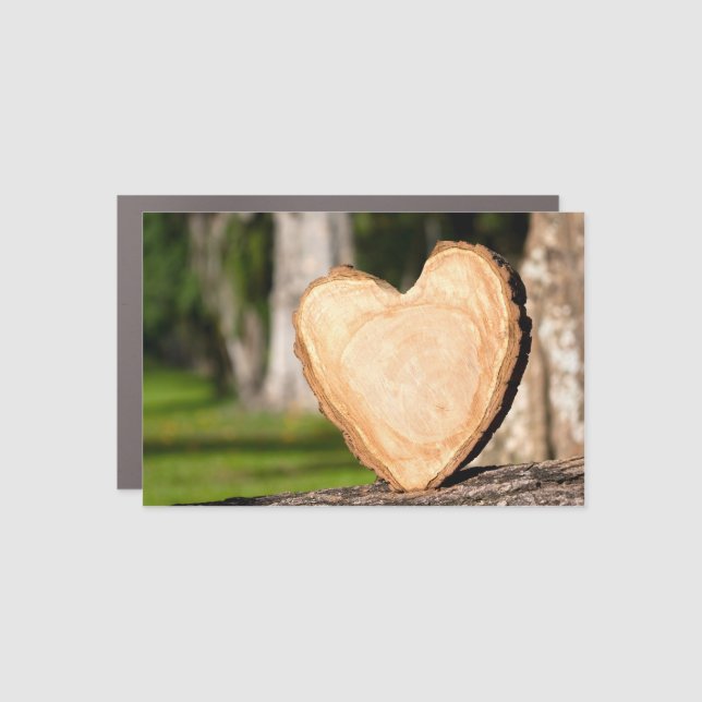 wooden heart car magnet (Front)