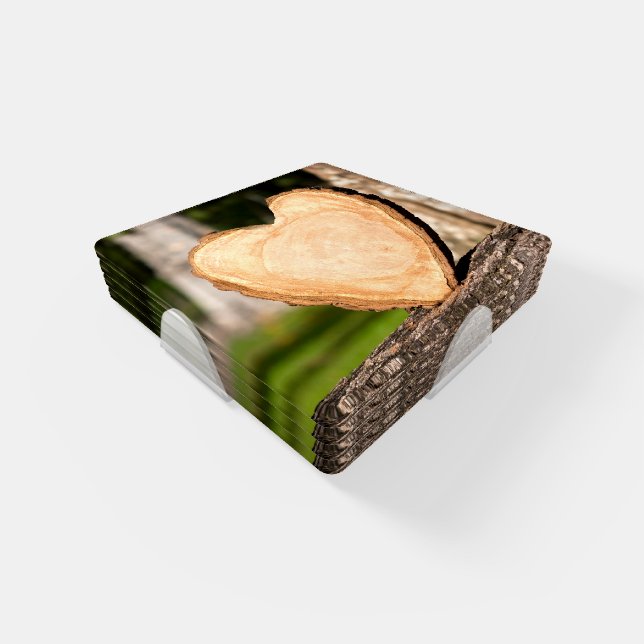 wooden heart coaster set (Set)