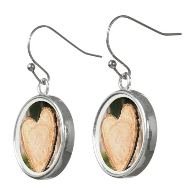 wooden heart earrings (Angled)