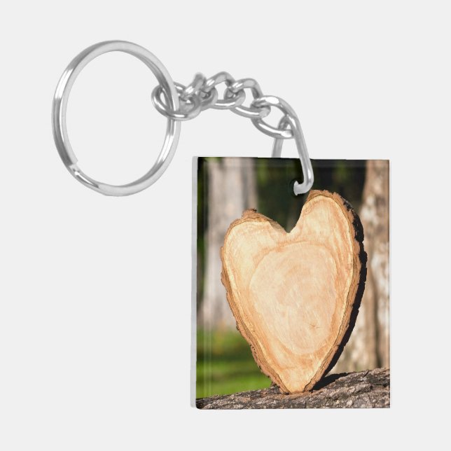 wooden heart keychain (Front Left)