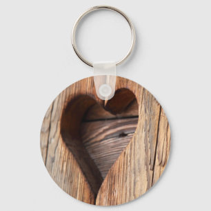 Wooden Heart Keychain