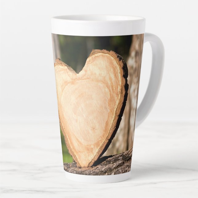 wooden heart latte mug (Right Angle)