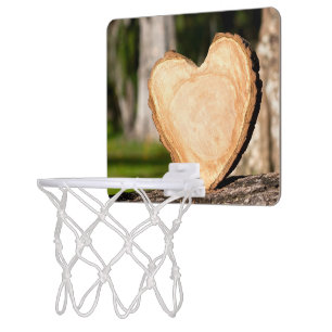wooden heart mini basketball hoop