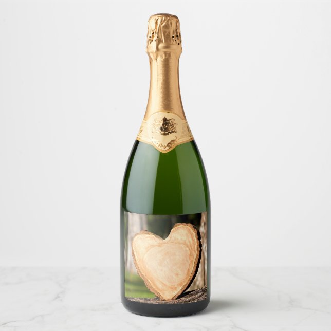 wooden heart sparkling wine label (Front)