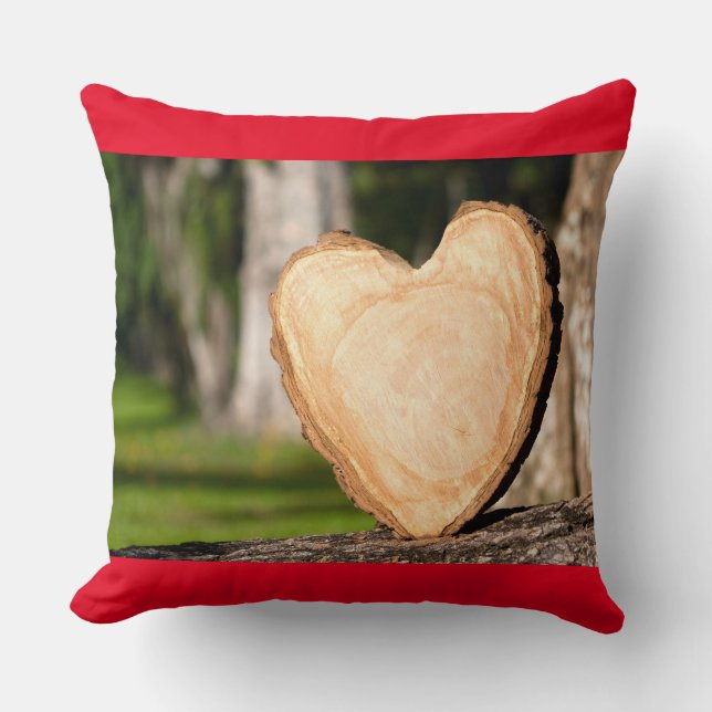 wooden heart throw pillow (Front)