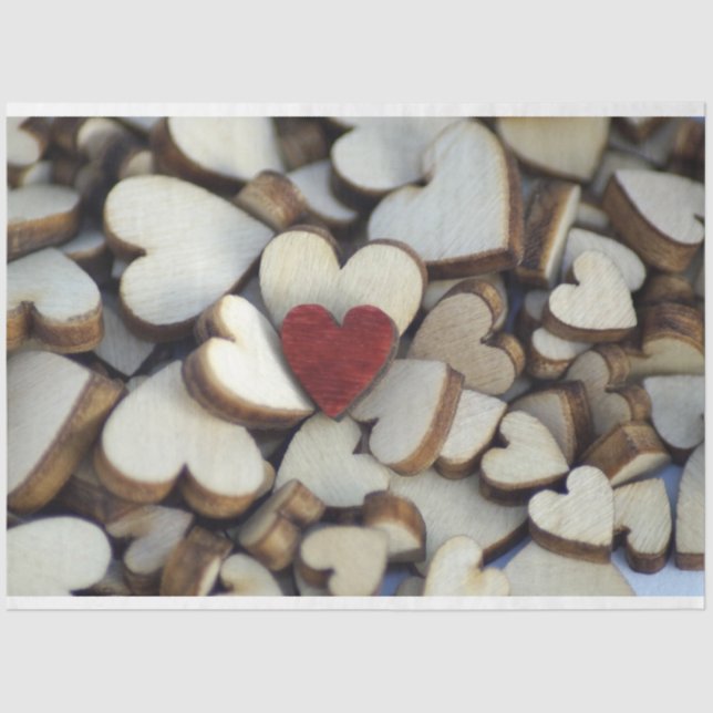 Wooden Hearts Decoupage Tissue Paper (Front)
