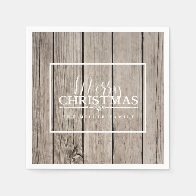 Wooden, Holiday Paper Napkins (Front)
