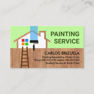 Wooden Home Frame Brush Painting Business Card