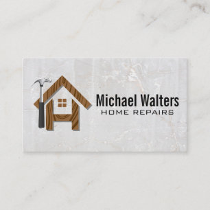 Wooden Home Hammer Construction Repair Business Card