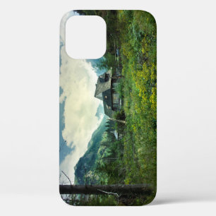 Wooden house, mountain nature scenery. iPhone 12 case