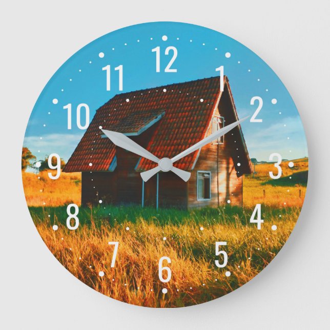 Wooden House with Country Style - Rustic  Large Clock (Front)