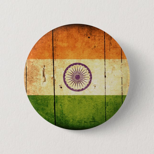 Wooden Indian Flag Button (Front)