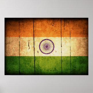 Wooden Indian Flag Poster