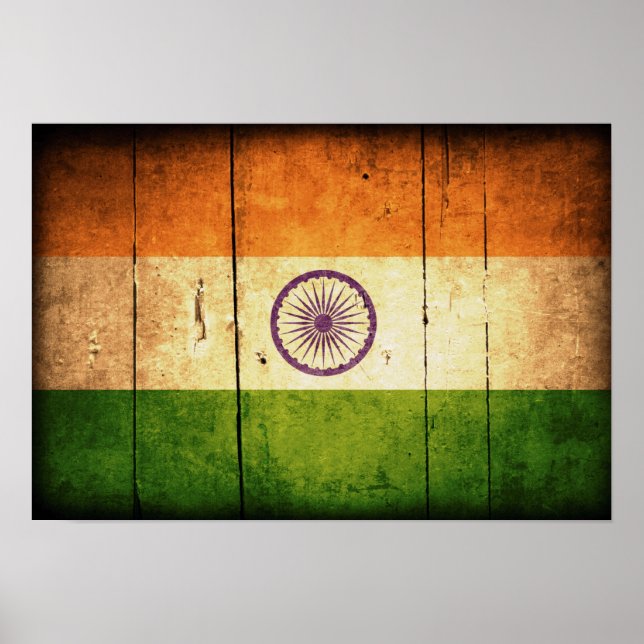 Wooden Indian Flag Poster (Front)