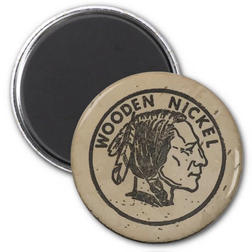 Wooden Indian Head Nickle add text Magnet