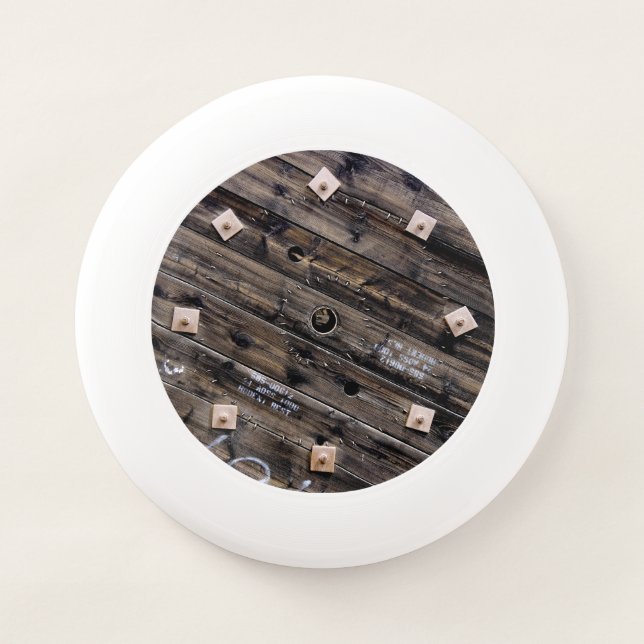Wooden Industrial Wire Spool Wham-O Frisbee (Front)