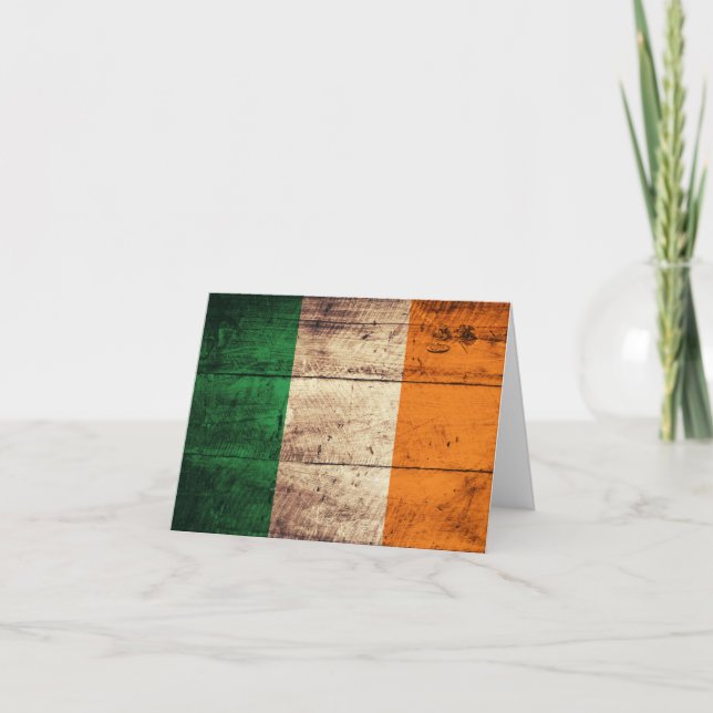 Wooden Ireland Flag Card (Front)