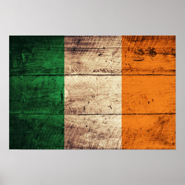 Wooden Ireland Flag Poster (Front)