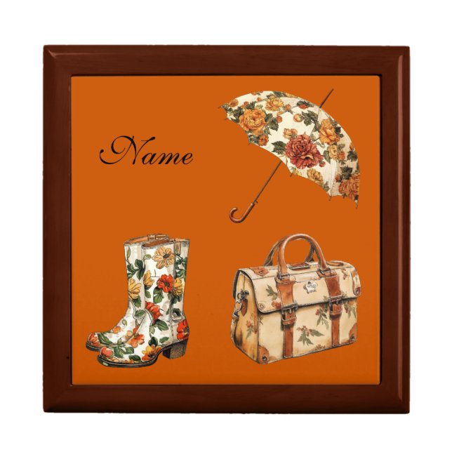 Wooden Jewelry Keepsake Box-Autumn Personalised Gift Box (Front)