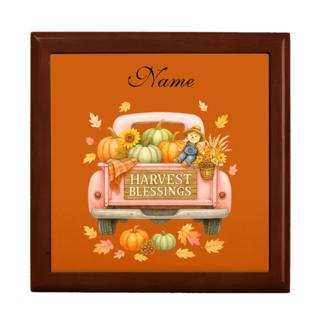 Wooden Jewelry Keepsake Box-Autumn Personalised Gift Box (Front)