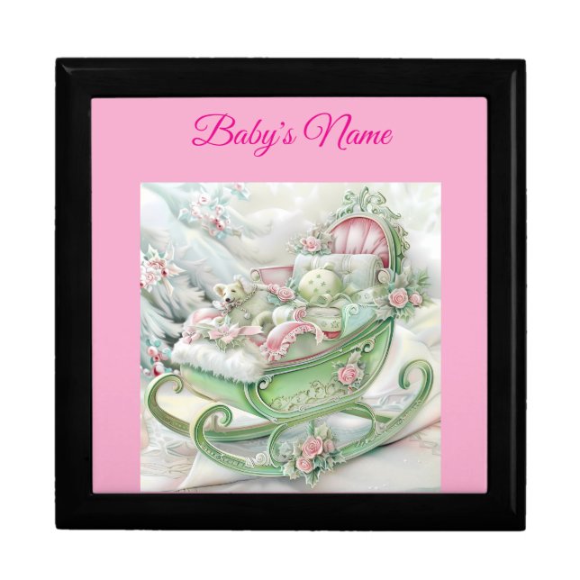 Wooden Jewelry Keepsake Box-Baby Christmas  Gift Box (Front)
