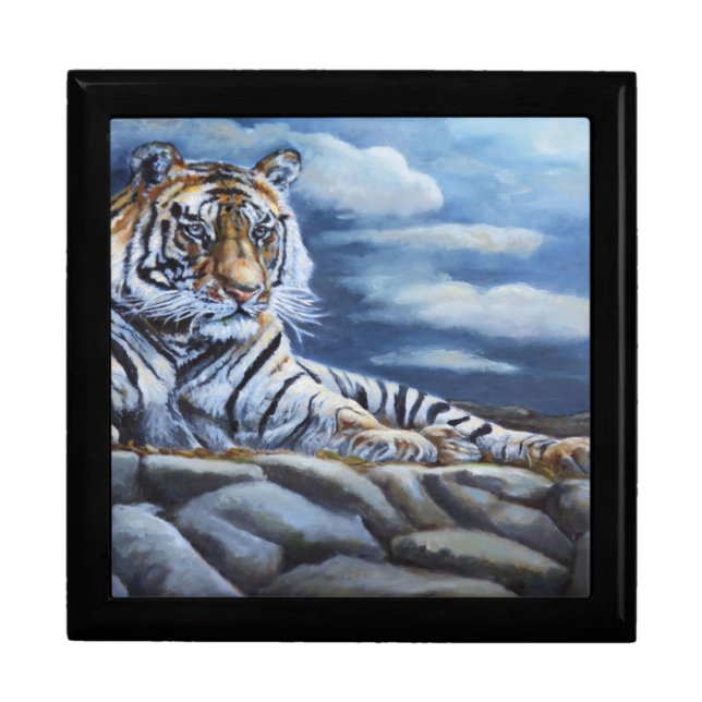 Wooden Jewelry Keepsake Box - Bengal Tiger (Front)
