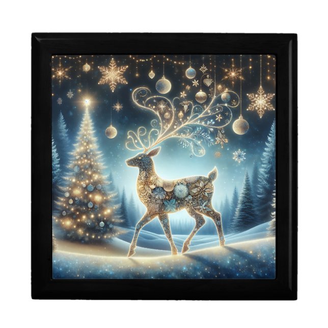 Wooden Jewelry Keepsake Box- Christmas Vintage Gift Box (Front)