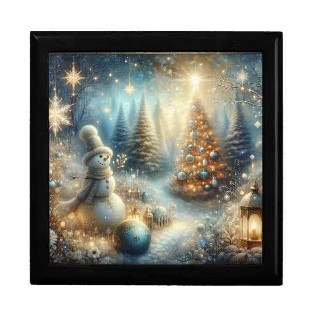 Wooden Jewelry Keepsake Box- Christmas Vintage Gift Box (Front)