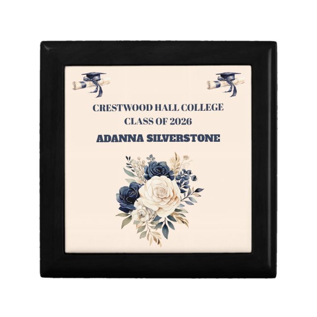 Wooden Jewelry Keepsake Box-Custom Name Class Year Gift Box (Front)