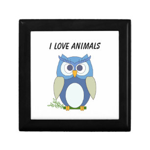 Wooden Jewelry Keepsake Box "I Love Animals"
