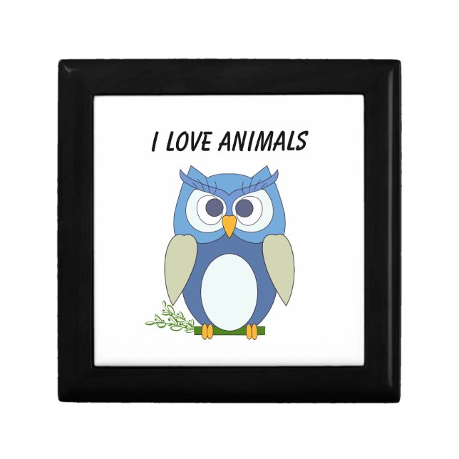 Wooden Jewelry Keepsake Box "I Love Animals" (Front)