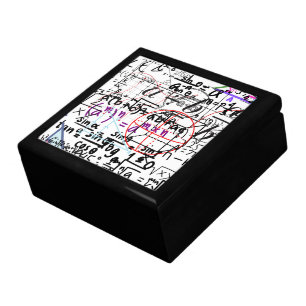 Wooden Jewelry Keepsake Box maths patterned