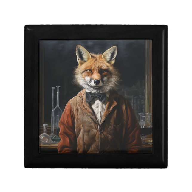 Wooden Jewelry Keepsake Box - Mr. Fox (Front)