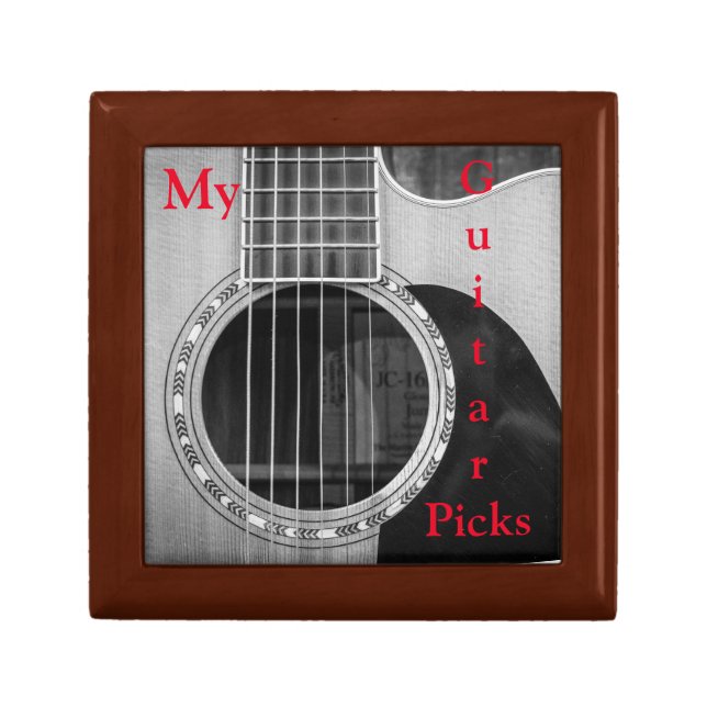 Wooden Jewelry Keepsake Box My Guitar Picks (Front)