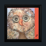 Wooden Jewelry Keepsake Box Original artwork OWL!<br><div class="desc">This is a Large, Black lacquered wooden jewelry box! The interior is a soft felt... to protect your jewelry! The top ceramic tile inlay... has an original painting of mine. He's one of my favorite owls! He's cute, handsome and pretty cocky! Full of mischief, too! Hope you have one Hoot...</div>