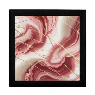 Wooden Jewelry Keepsake Box with baby pink marble 