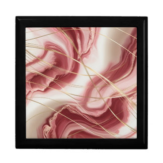 Wooden Jewelry Keepsake Box with baby pink marble