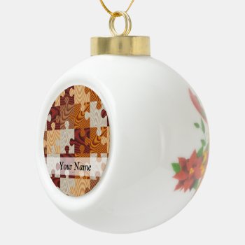 Wooden Jigsaw Puzzle Ceramic Ball Christmas Ornament by Patternzstore at Zazzle