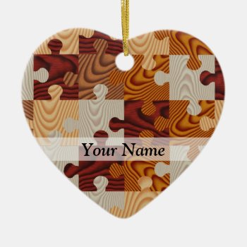 Wooden Jigsaw Puzzle Ceramic Ornament by Patternzstore at Zazzle