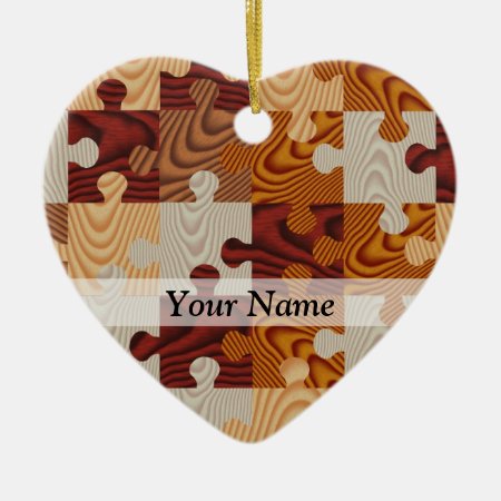 Wooden Jigsaw Puzzle Ceramic Ornament