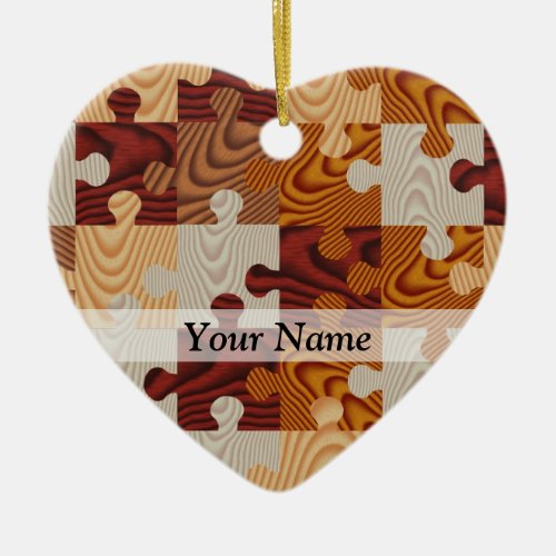 Wooden jigsaw puzzle ceramic ornament