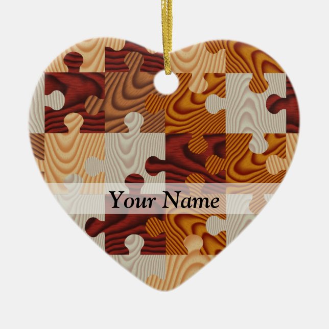 Wooden jigsaw puzzle ceramic ornament (Front)