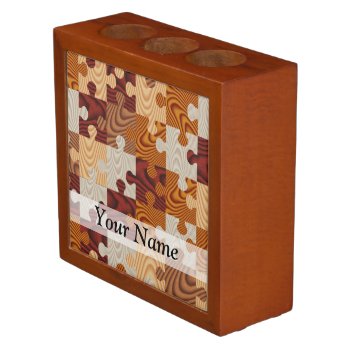 Wooden Jigsaw Puzzle Pencil Holder by Patternzstore at Zazzle