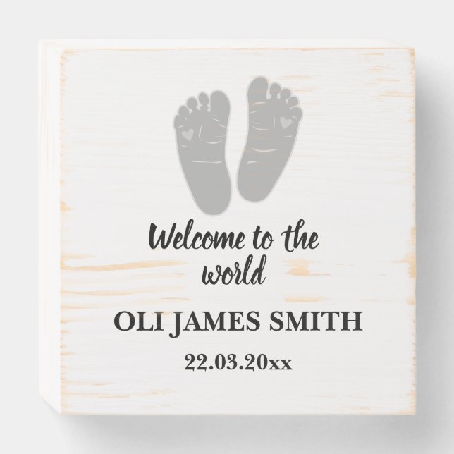 Wooden Keepsake Box Sign - Welcome To The World... (Front Horizontal)