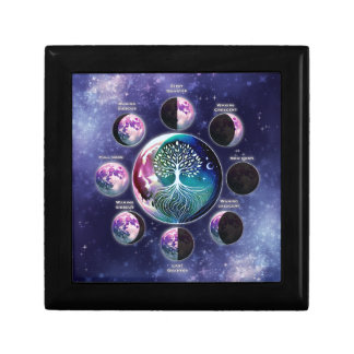 Wooden Keepsake Box with Moon Phase & Tree of life