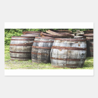 Wooden Keg Barrels Rectangular Sticker
