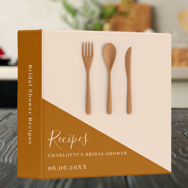 Wooden kitchen utensils Bridal Shower recipe 3 Ring Binder (Creator Uploaded)