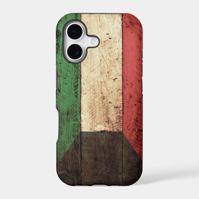 Wooden Kuwait Flag Iphone Case (Back)