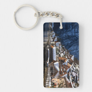 Wooden lakeside houses in Hallstatt, Austria Keychain