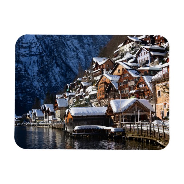 Wooden lakeside houses in Hallstatt, Austria Magnet (Horizontal)